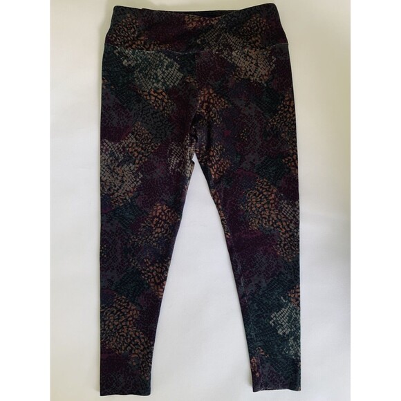 Soft Surroundings Legging Women M Purple Green Animal Print Pull On Boho Lounge - Picture 2 of 10